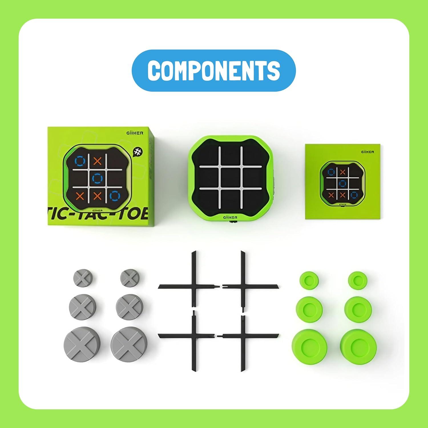 image:imageGiiKER Tic Tac Toe Bolt Game Original 3in1 Handheld Games Portable Travel Games for Car Ride Toys Gift Idea for Kids and Adults Stocking Stuffers Birthday Gifts for Boys Girls YellowGreen
