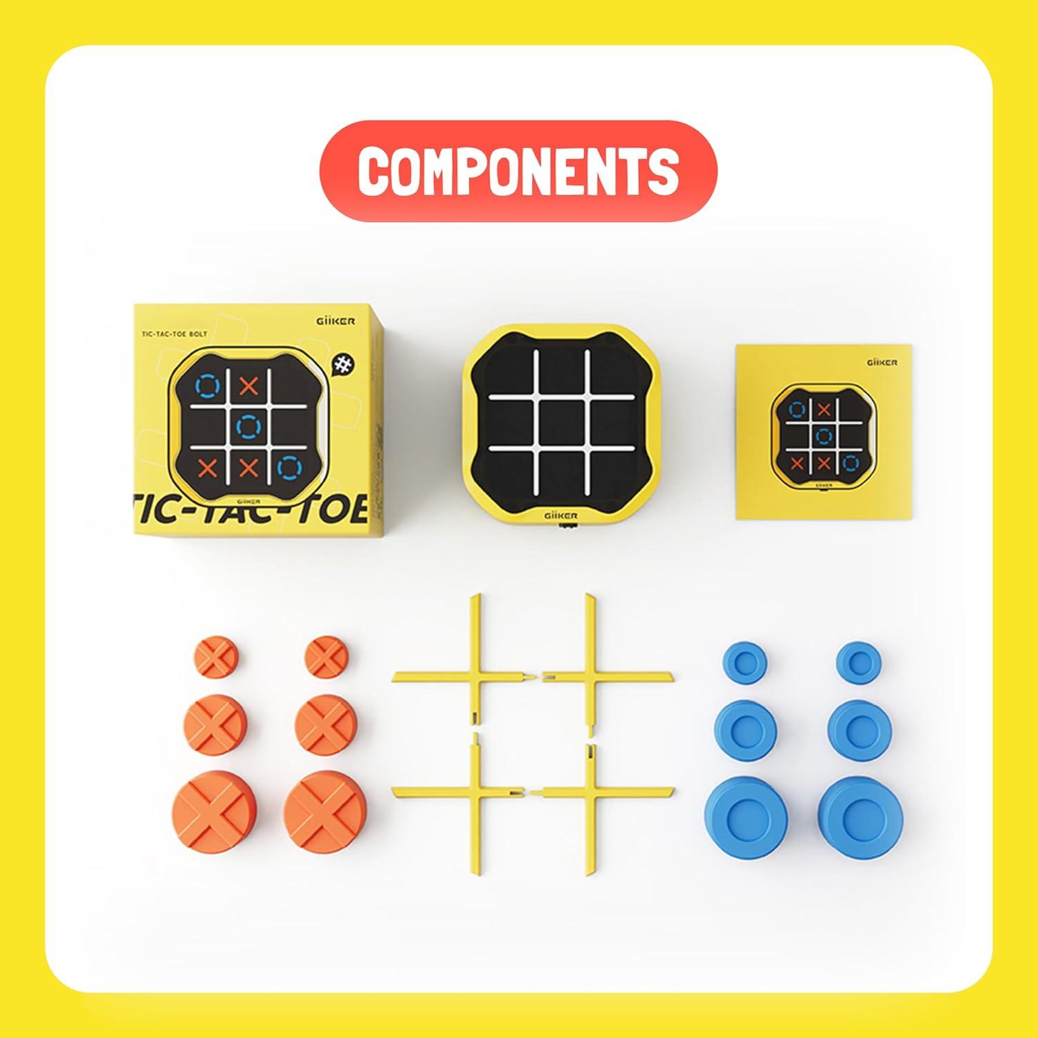 image:imageGiiKER Tic Tac Toe Bolt Game Original 3in1 Handheld Games Portable Travel Games for Car Ride Toys Gift Idea for Kids and Adults Stocking Stuffers Birthday Gifts for Boys Girls YellowYellow
