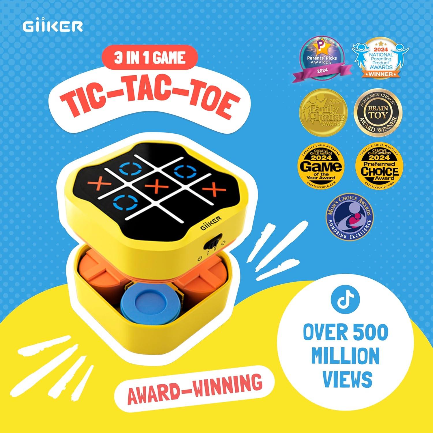 image:imageGiiKER Tic Tac Toe Bolt Game Original 3in1 Handheld Games Portable Travel Games for Car Ride Toys Gift Idea for Kids and Adults Stocking Stuffers Birthday Gifts for Boys Girls YellowYellow