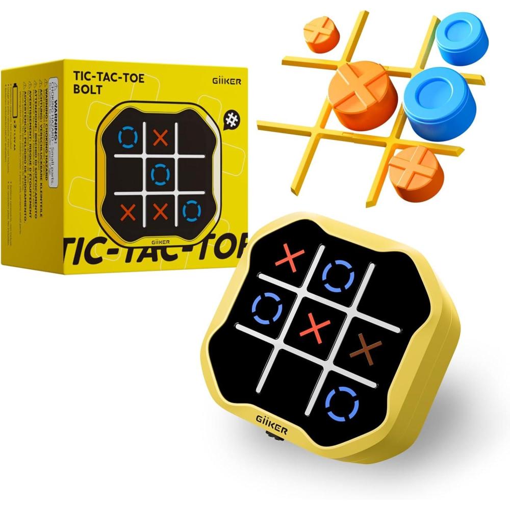 image:imageGiiKER Tic Tac Toe Bolt Game Original 3in1 Handheld Games Portable Travel Games for Car Ride Toys Gift Idea for Kids and Adults Stocking Stuffers Birthday Gifts for Boys Girls  YellowYellow