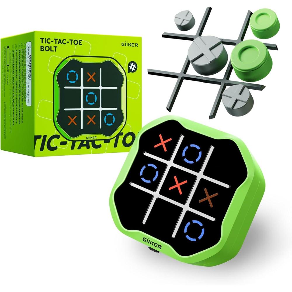 image:imageGiiKER Tic Tac Toe Bolt Game Original 3in1 Handheld Games Portable Travel Games for Car Ride Toys Gift Idea for Kids and Adults Stocking Stuffers Birthday Gifts for Boys Girls  YellowGreen