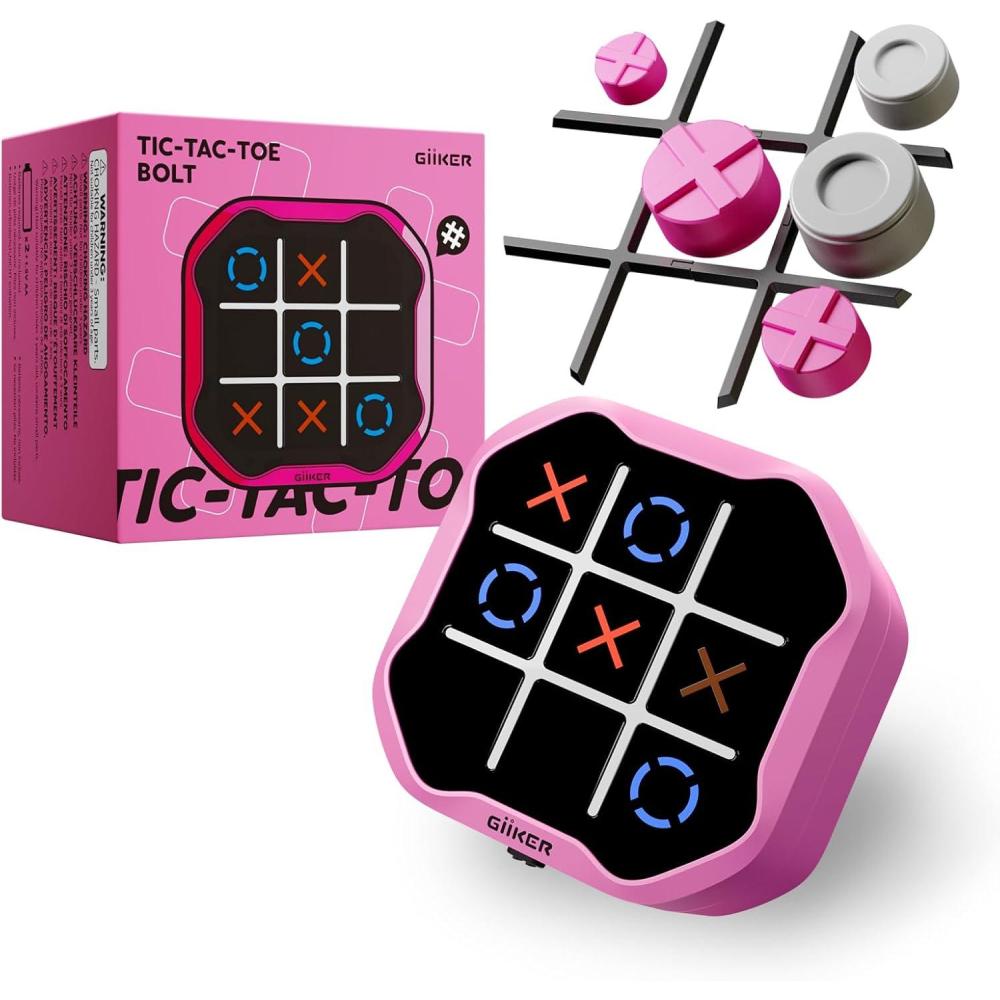 image:imageGiiKER Tic Tac Toe Bolt Game Original 3in1 Handheld Games Portable Travel Games for Car Ride Toys Gift Idea for Kids and Adults Stocking Stuffers Birthday Gifts for Boys Girls YellowPink